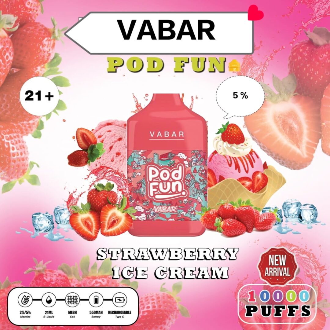 Strawberry ICE Cream VABAR Vape 10000 Puffs