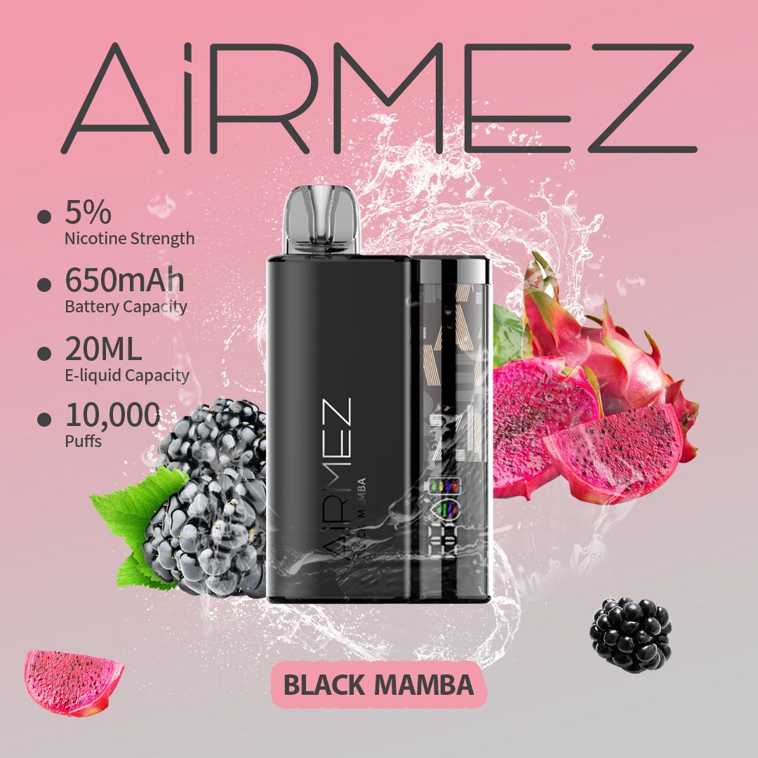AIRMEZ 10000 Puffs Rechargeable Disposable Vape – Black Mamba Flavour ...